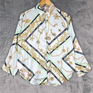 Victorias Secret Top Small Nautical Chain‎ Sailor Satin Sleep Pajama Night Shirt